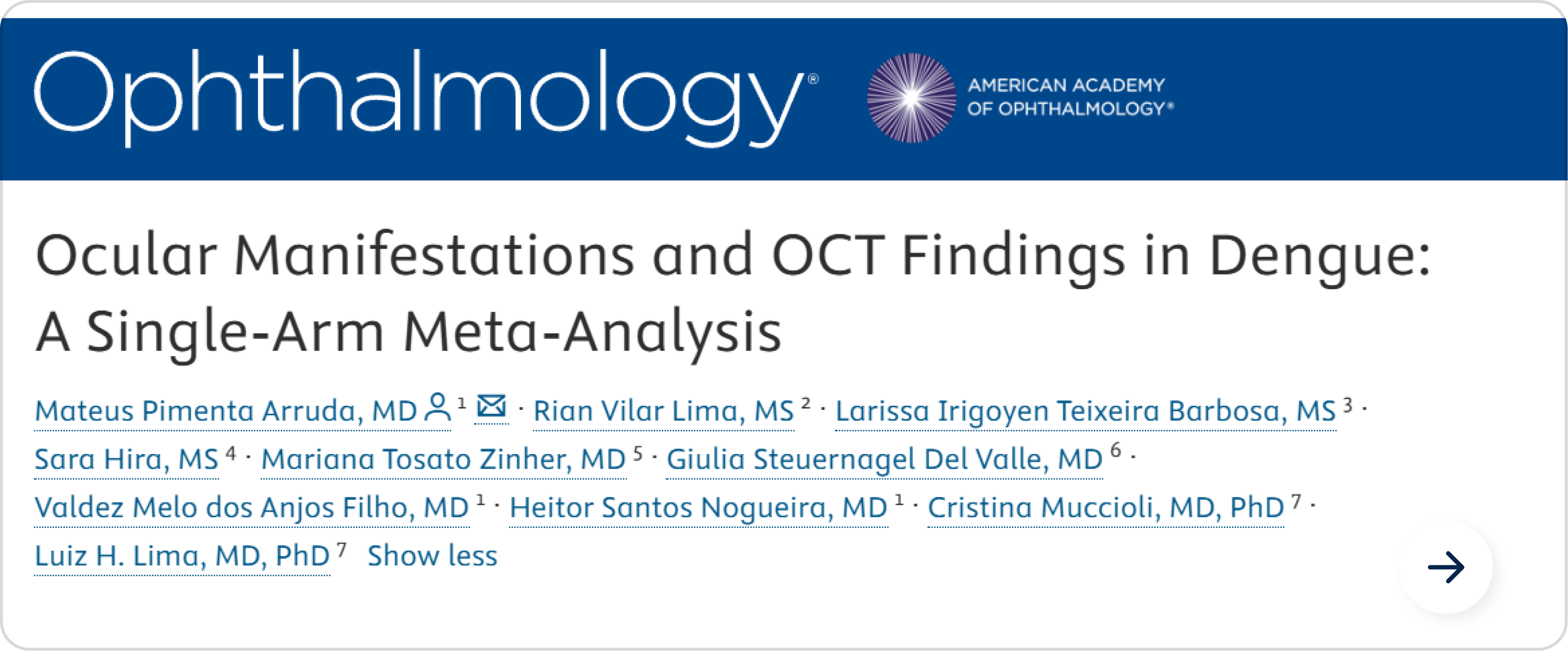 Ocular Manifestations and OCT Findings in Dengue — Ophthalmology